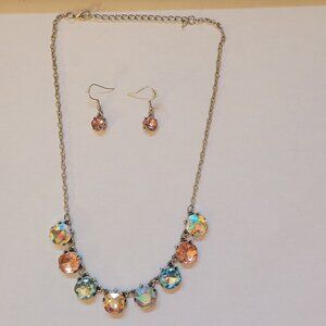 Paparazzi Multi-Color Stone Jewlery Necklace & Earring Set 16 1/2" - 19" Long